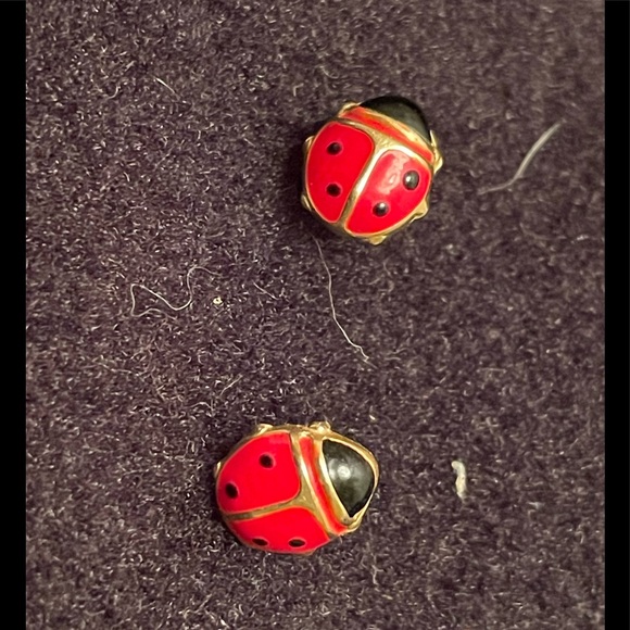 14k yellow gold ladybug stud earrings - Picture 1 of 7